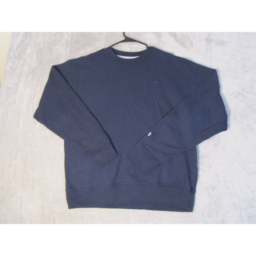 Champion Sweatshirt Mens Large Navy Blue Authentic Crew Neck Long Sleeve Fleece